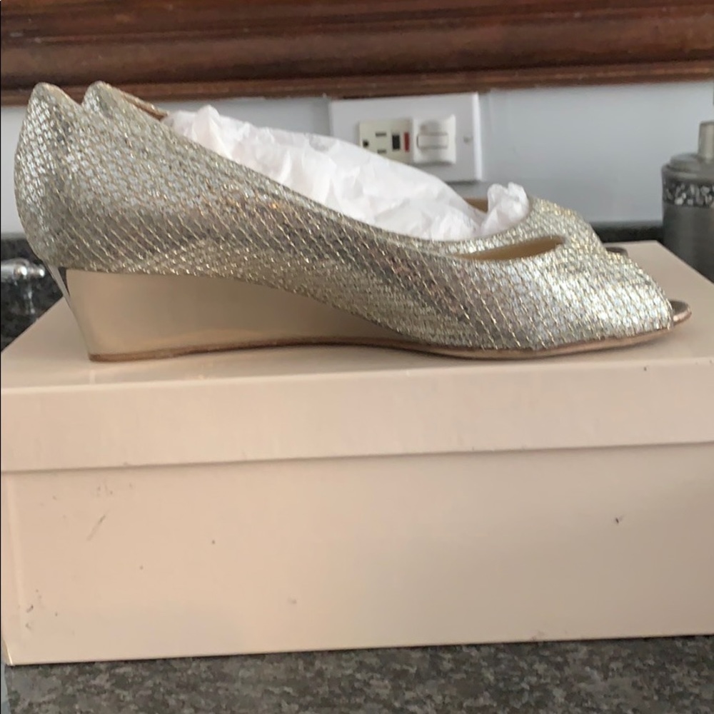 Jimmy Choo gold and silver mirror wedges  Size 9